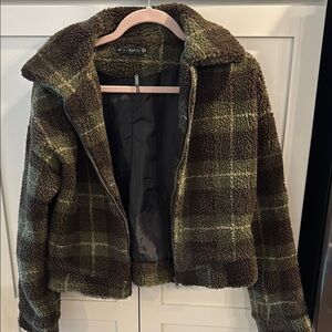 Zaful Brown and Green Teddy Jacket Cozy Comfort